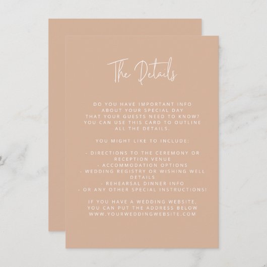 Carte D'accompagnement Police de script Moderne Mariage rose pâle (Devant / Derrière)