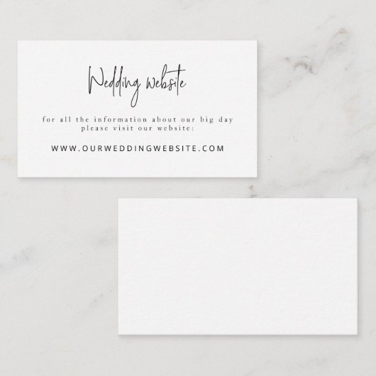 Carte D'accompagnement Police de script Site moderne de Mariage noir et b (Devant / Derrière)