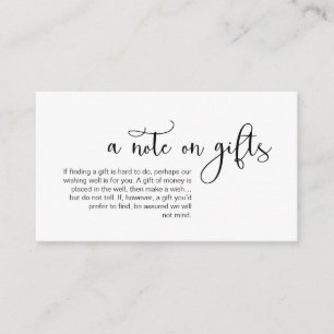 Carte D'accompagnement Police noire romantique moderne, Une note cadeaux