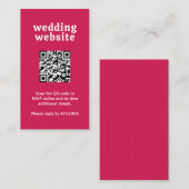 Carte D'accompagnement Police rétro Hot rose QR Code moderne Mariage (Devant / Derrière)