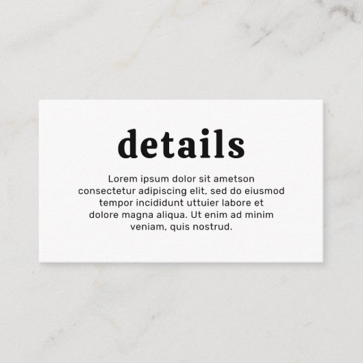 Carte D'accompagnement Police rétro Noir et blanc Mariage moderne (Devant)