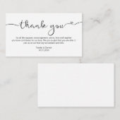 Carte D'accompagnement Police rustique noir moderne, Merci de mariage (Devant / Derrière)