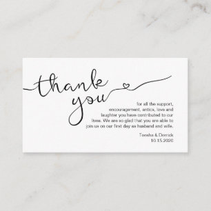 Carte D'accompagnement Police rustique noire moderne, Merci Mariage