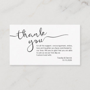 Carte D'accompagnement Police rustique noire moderne, Merci Mariage