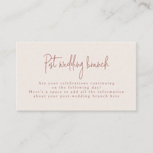 Carte D'accompagnement Police Script Terracotta & Cream Post Mariage Brun (Devant)