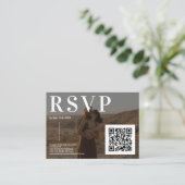 Carte D'accompagnement Police simple gras mariage rsvp Qr code 2 photos (Debout devant)