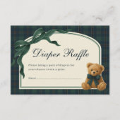 Carte D'accompagnement Polo Teddy Bear Green Bow Plaid Diaper Raffle (Devant)