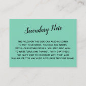 Carte D'accompagnement Polyvalent Mariage DIY Simple en Lucite Vert (Dos)