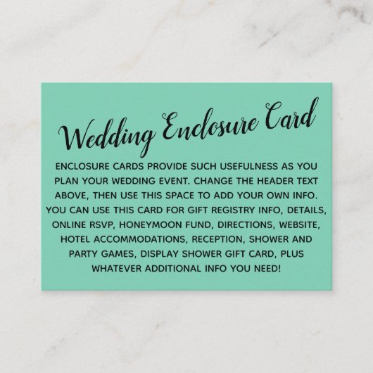 Carte D'accompagnement Polyvalent Mariage DIY Simple en Lucite Vert (Devant)