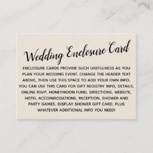 Carte D'accompagnement Polyvalent Simple Mariage DIY Personnalisé Crème S