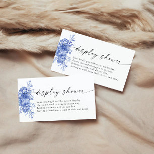 Carte D'accompagnement Porcelaine bleue Floral Display Douche