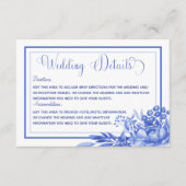 Carte D'accompagnement Porcelaine Florale Bleue & Blanc Détails Mariage (Devant)