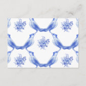 Carte D'accompagnement Porcelaine Florale Bleue & Blanc Détails Mariage (Dos)