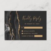 Carte D'accompagnement Porte d'or noir moderne mariage noir RSVP (Devant)