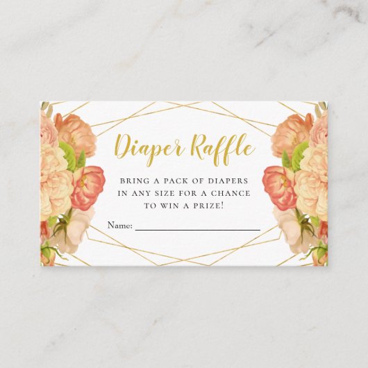 Carte D'accompagnement Poser des fleurs d'or Diaper Raffle Billets (Devant)