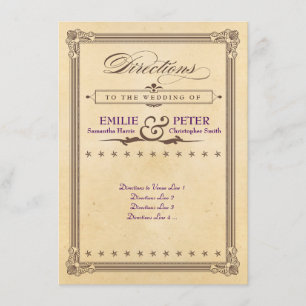 Carte D'accompagnement Poster vintage Cream & Brown Mariage Directions