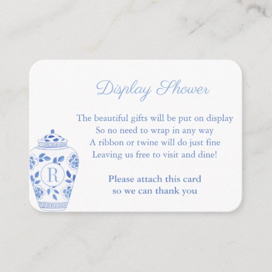 Carte D'accompagnement Pot à gingembre à monogramme Preppy pour mariage e (Devant)