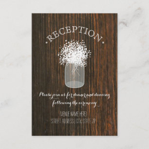 Carte D'accompagnement Pot Mason de Gypsophile Réception Inspirée du Bois