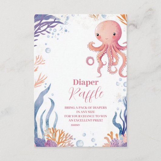 Carte D'accompagnement Potopus mignon rose Aquarelle fille Diapper Raffle (Devant)