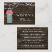 Carte D'accompagnement Pots en bois d'écorce, fleurs roses souhaitant bie (Devant / Derrière)