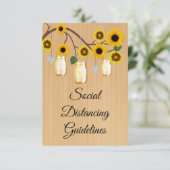 Carte D'accompagnement Pots Mason Fleurs Jaunes Rustiques Mesures de Sécu (Debout devant)