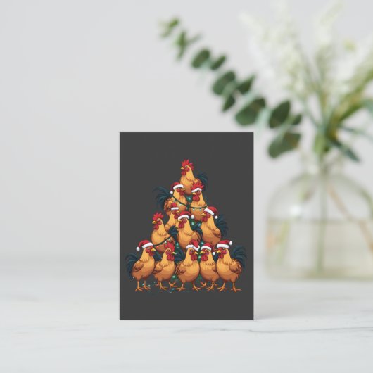 Carte D'accompagnement Poulets sapin de Noël Joyeux Noël Funny Noël (Debout devant)
