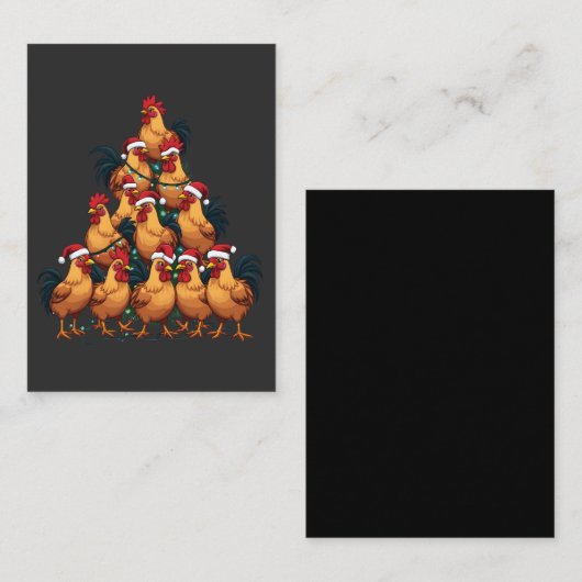 Carte D'accompagnement Poulets sapin de Noël Joyeux Noël Funny Noël (Devant / Derrière)
