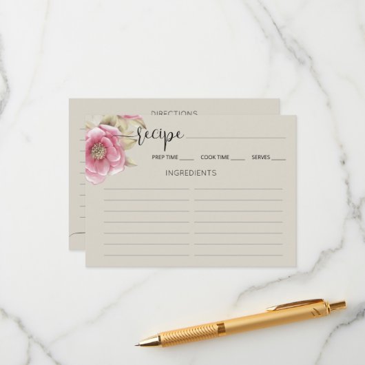 Carte d'accompagnement pour la douche de mariée. (Devant/Arrière en situation)