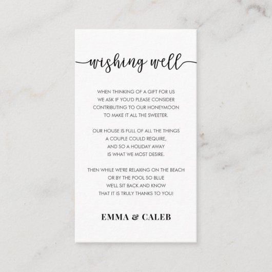 Carte d'accompagnement pour la fontaine à souhaits (Devant)