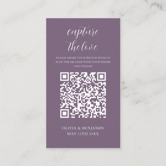 Carte D'accompagnement Pourpre | Capturez le code QR d'amour (Devant)