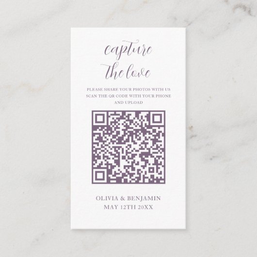Carte D'accompagnement Pourpre | White Capture The Love QR Code (Devant)