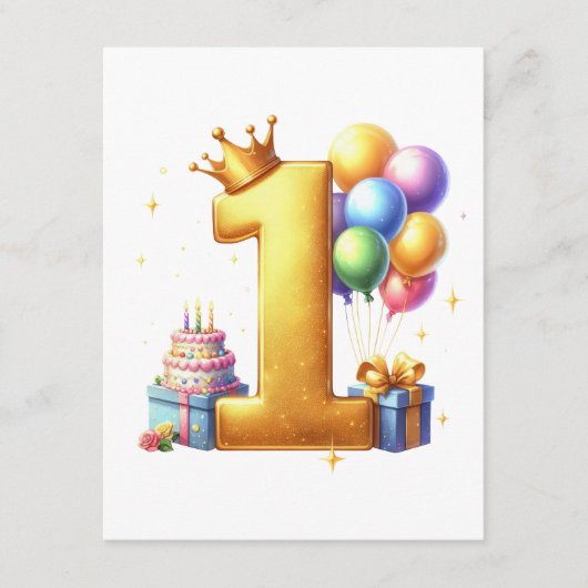 Carte D'accompagnement Premier anniversaire doré (Devant)