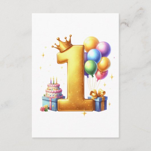 Carte D'accompagnement Premier anniversaire doré (Devant)