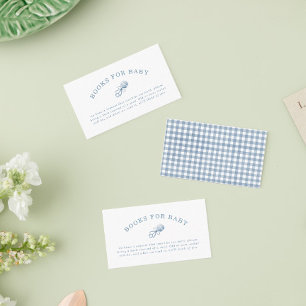 Carte D'accompagnement Preppy Blue En vichy Boy Baby shower Livres Pour B