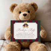 Carte D'accompagnement Preppy Burgundy Plaid Teddy Bear Book Request