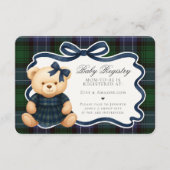 Carte D'accompagnement Preppy Coquette Bow Bear Plaid Baby Registry Card (Devant)