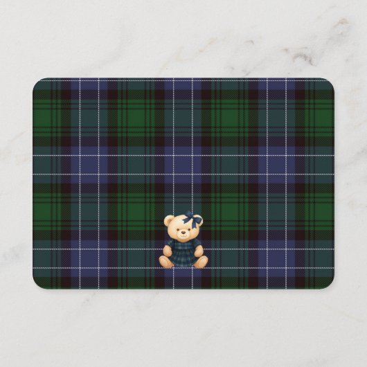 Carte D'accompagnement Preppy Coquette Bow Bear Tartan Plaid Details Card (Dos)