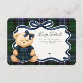 Carte D'accompagnement Preppy Coquette Bow Bear Tartan Plaid Details Card (Devant)