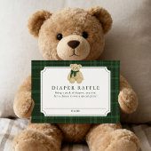 Carte D'accompagnement Preppy Green Plaid Teddy Bear Diaper Raffle