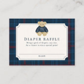 Carte D'accompagnement Preppy Navy Plaid Teddy Bear Diaper Raffle (Devant)