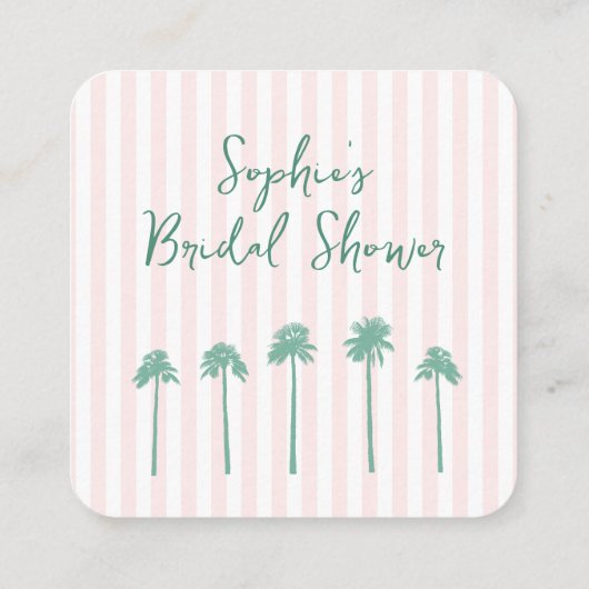 Carte D'accompagnement Preppy Palm Springs Bridal Shower QR Code RSVP (Dos)
