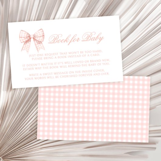 Carte D'accompagnement Prêppy pastel rose bow book pour bébé fille douche