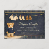 Carte D'accompagnement Preppy Plaid Teddy Bear Diapper Raffle (Devant)