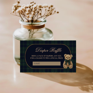 Carte D'accompagnement Preppy Polo Teddy Bear Baby Shower Diaper Raffle