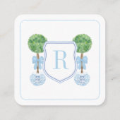 Carte D'accompagnement Preppy QR Code Monogramme Topiary Registry ou RSVP (Dos)
