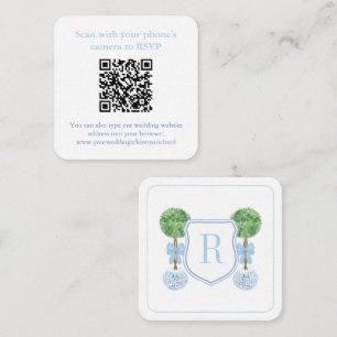 Carte D'accompagnement Preppy QR Code Monogramme Topiary Registry ou RSVP