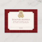 Carte D'accompagnement Preppy Red Plaid Teddy Bear Diaper Raffle (Devant)