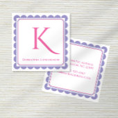 Carte D'accompagnement Preppy Scallop Monogram Pink & Lavender Calling