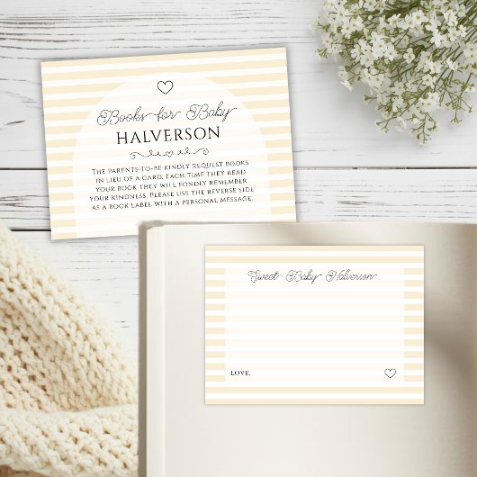 Carte D'accompagnement Preppy Yellow Stripes Baby Shower Book Request