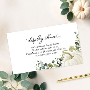 Carte D'accompagnement Présentation de Baby Shower Citrouille Automne Ver
